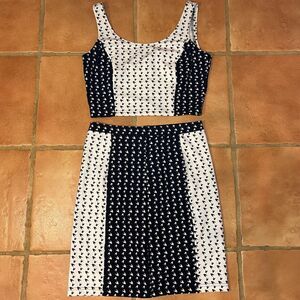 Giani Bini Black White Tank Top Midriff Skirt Set Womens 6 Zipper